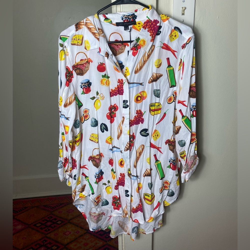 Jane Delaney Picnic/Italian Themed Button Down Shirt